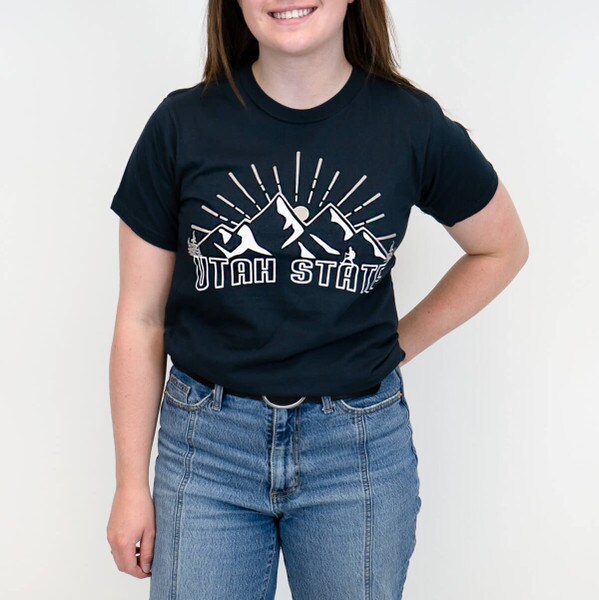 utah state mountain t-shirt navy
